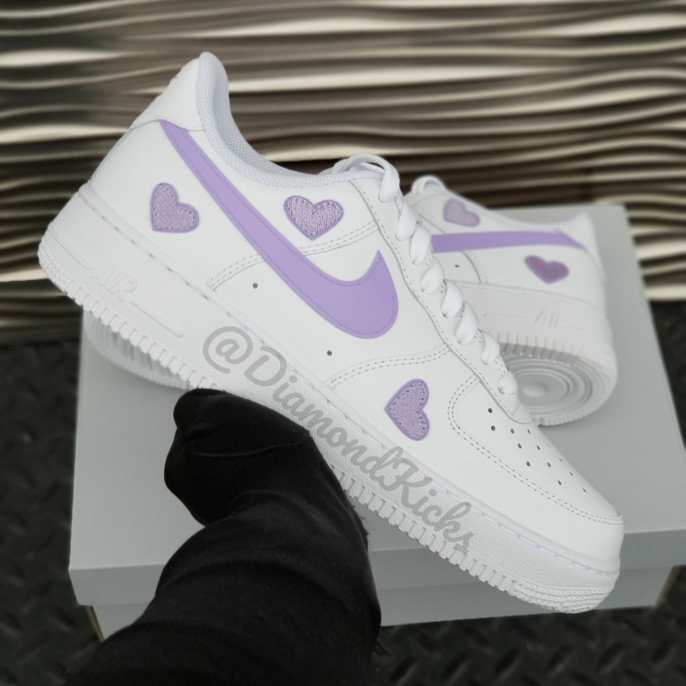 Custom Nike Air Force 1 Custom Hearts Lilac Purple